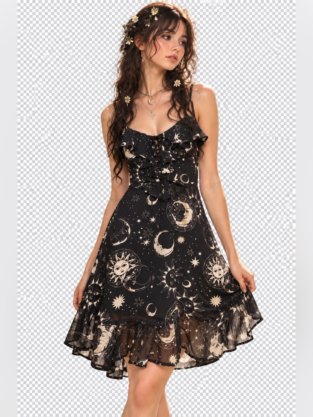 KILLSTAR Astral Light Celestial Sundress M Sun Moon Whimsigoth Witchy Goth Y2K